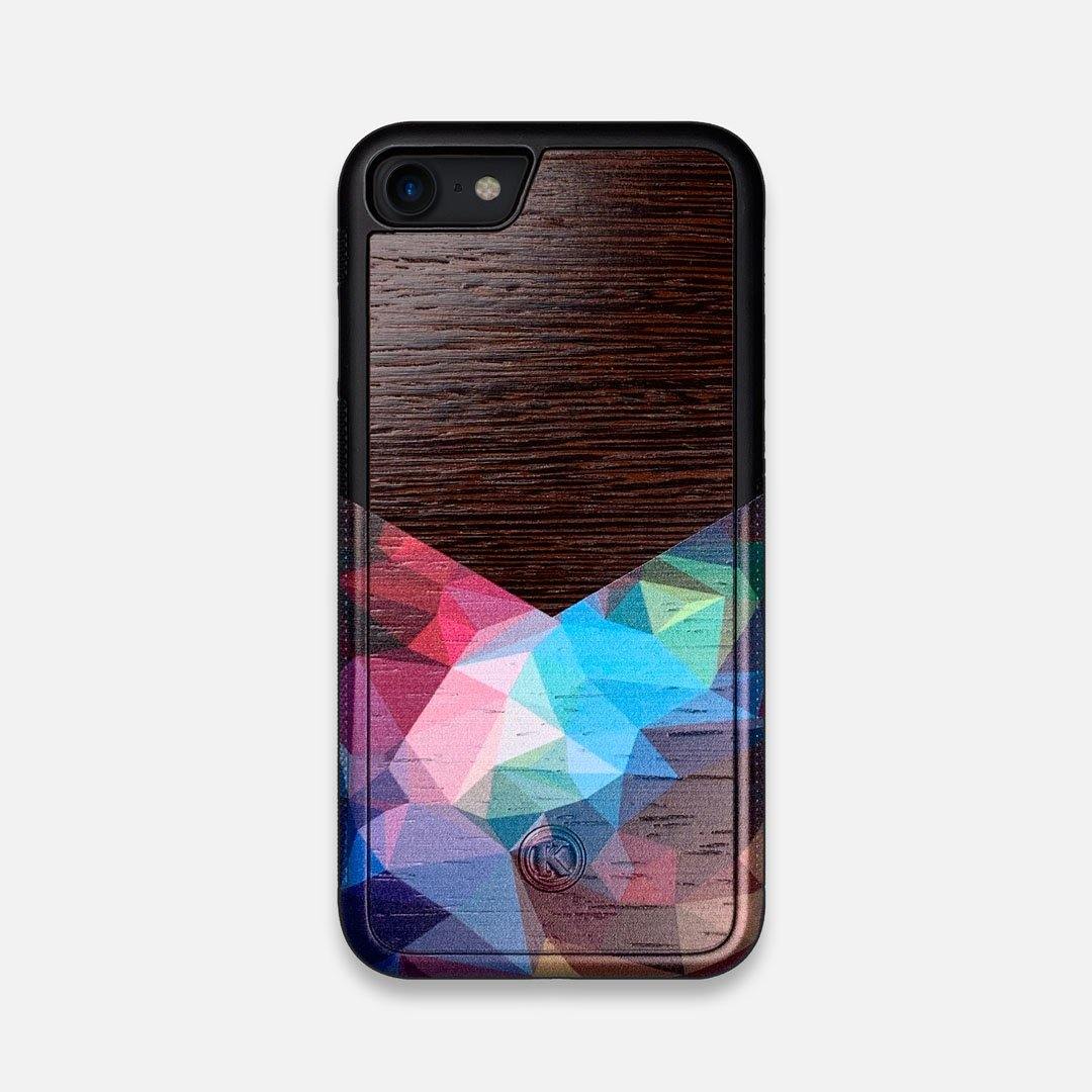 Front view of the vibrant Geometric Gradient printed Wenge Wood iPhone 7/8 Case by Keyway Designs