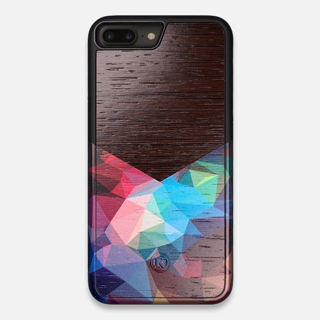 Front view of the vibrant Geometric Gradient printed Wenge Wood iPhone 7/8 Plus Case by Keyway Designs