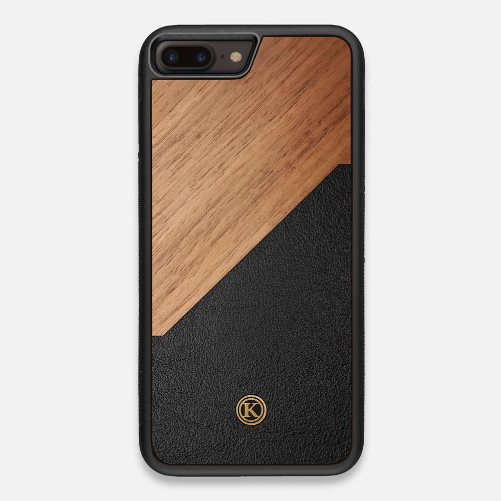 Front view of the Walnut Rift Elegant Wood & Leather iPhone 7/8 Plus Case by Keyway Designs
