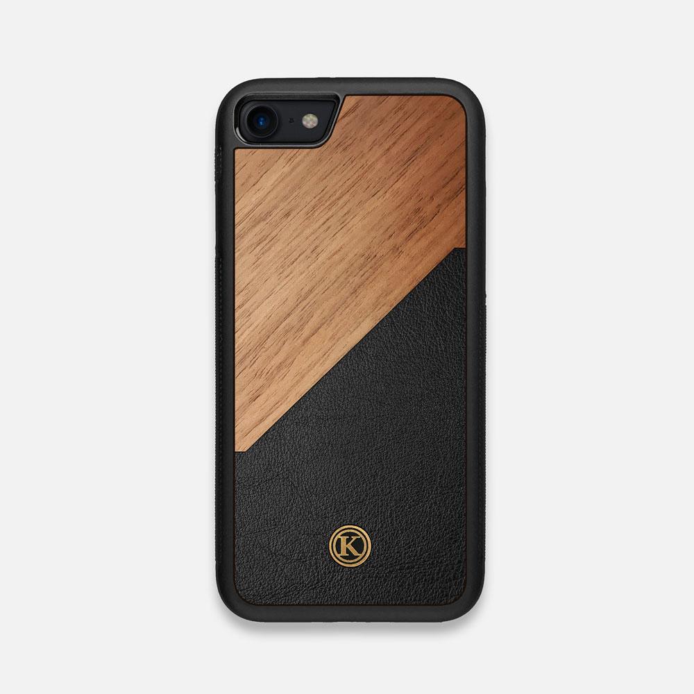 Front view of the Walnut Rift Elegant Wood & Leather iPhone 7/8 Case by Keyway Designs