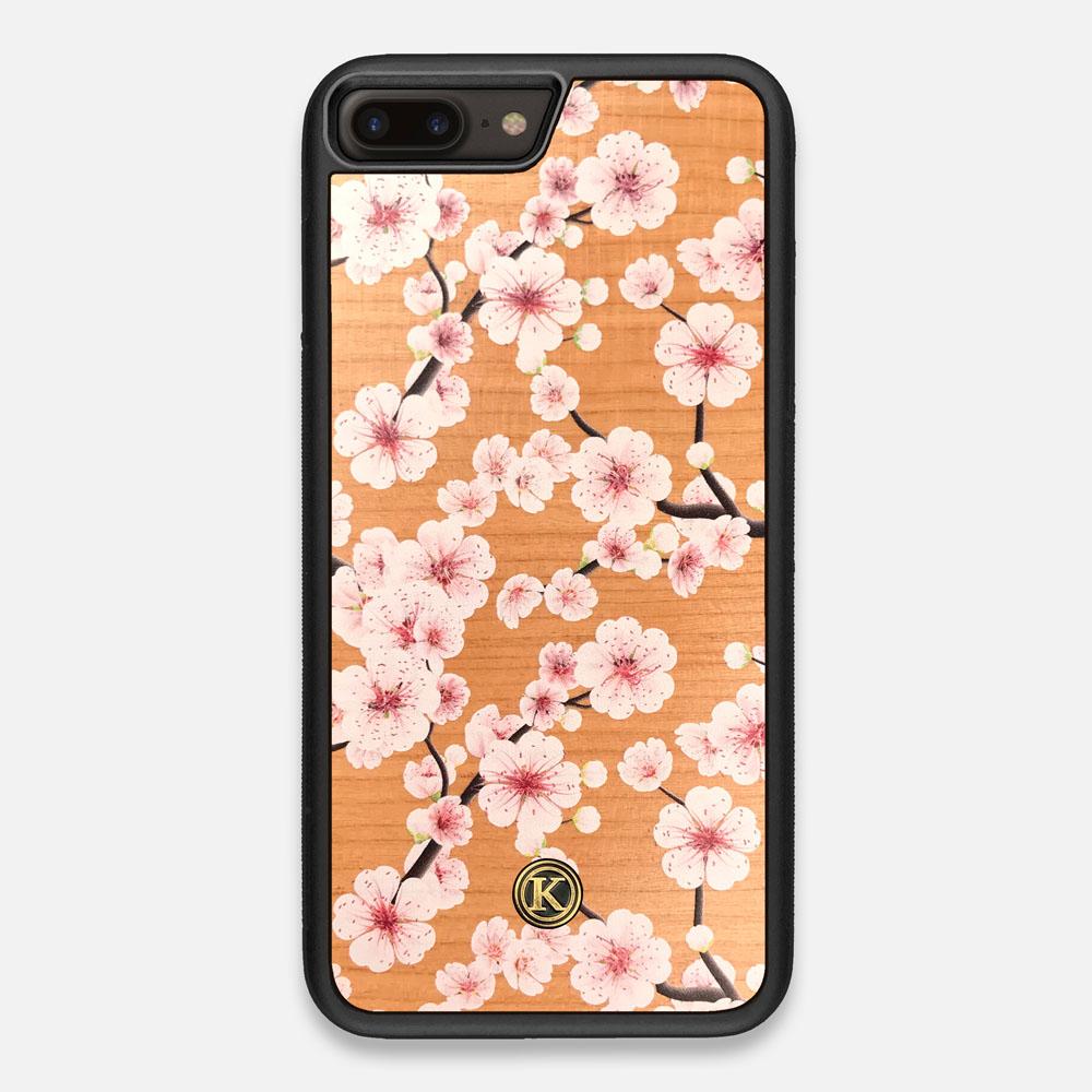 Front view of the Sakura Printed Cherry-blossom Cherry Wood iPhone 7/8 Plus Case by Keyway Designs
