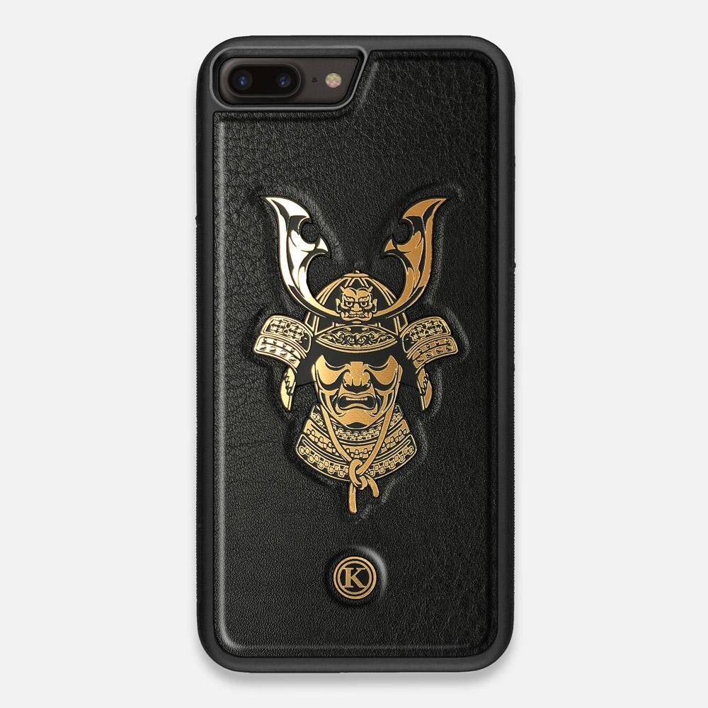 Front view of the Samurai Black Leather iPhone 7/8 Plus Case by Keyway Designs