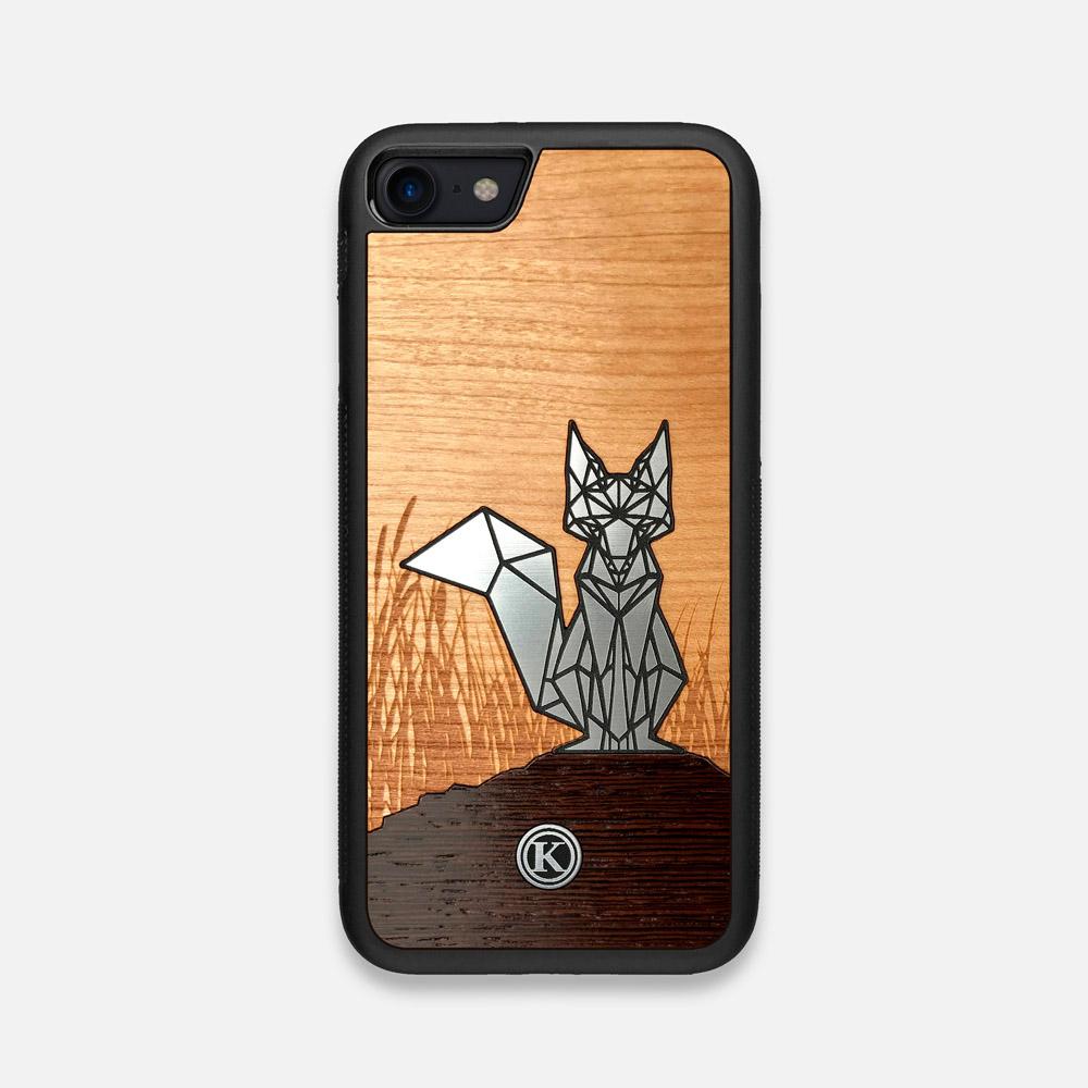 Front view of the Silver Fox & Cherry Wood iPhone 7/8 Case by Keyway Designs