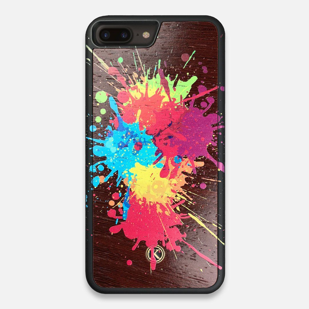 Front view of the illustration-style paint drops printed Wenge Wood iPhone 7/8 Plus Case by Keyway Designs