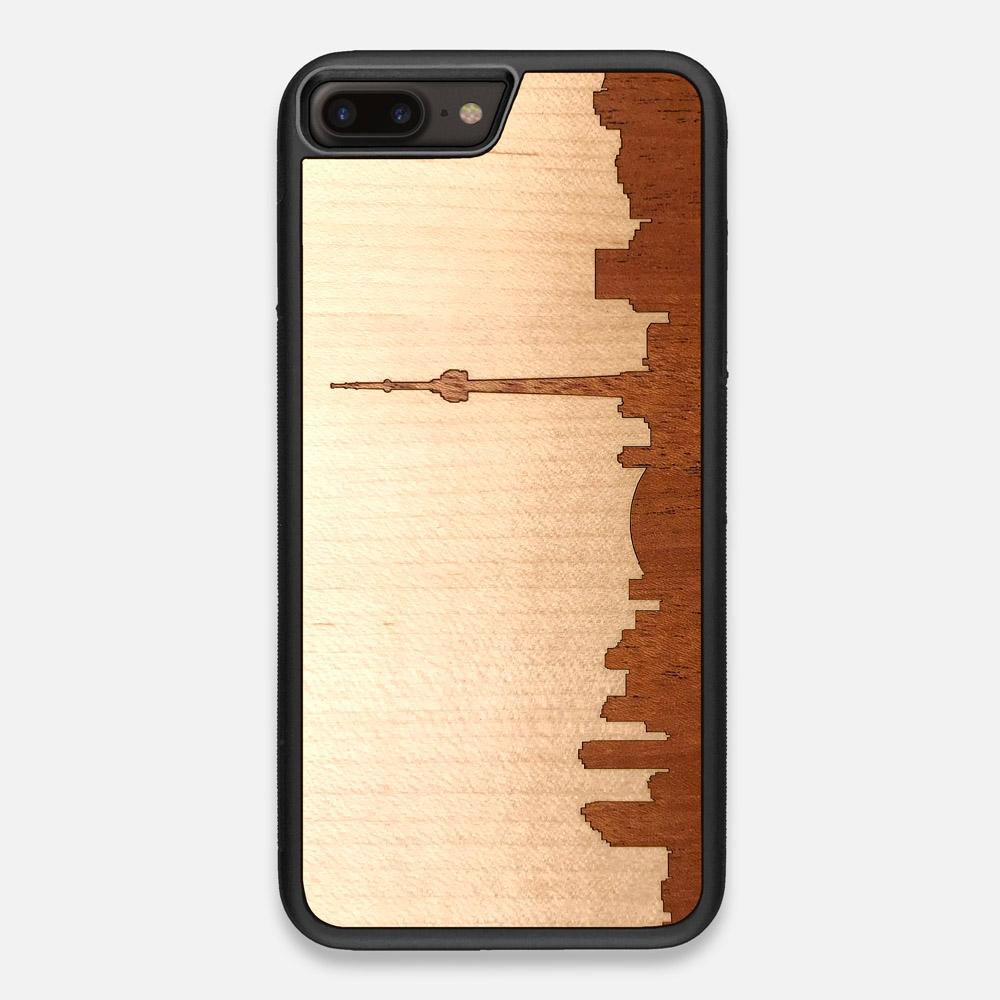 Front view of the Toronto Skyline Maple Wood iPhone 7/8 Plus Case by Keyway Designs