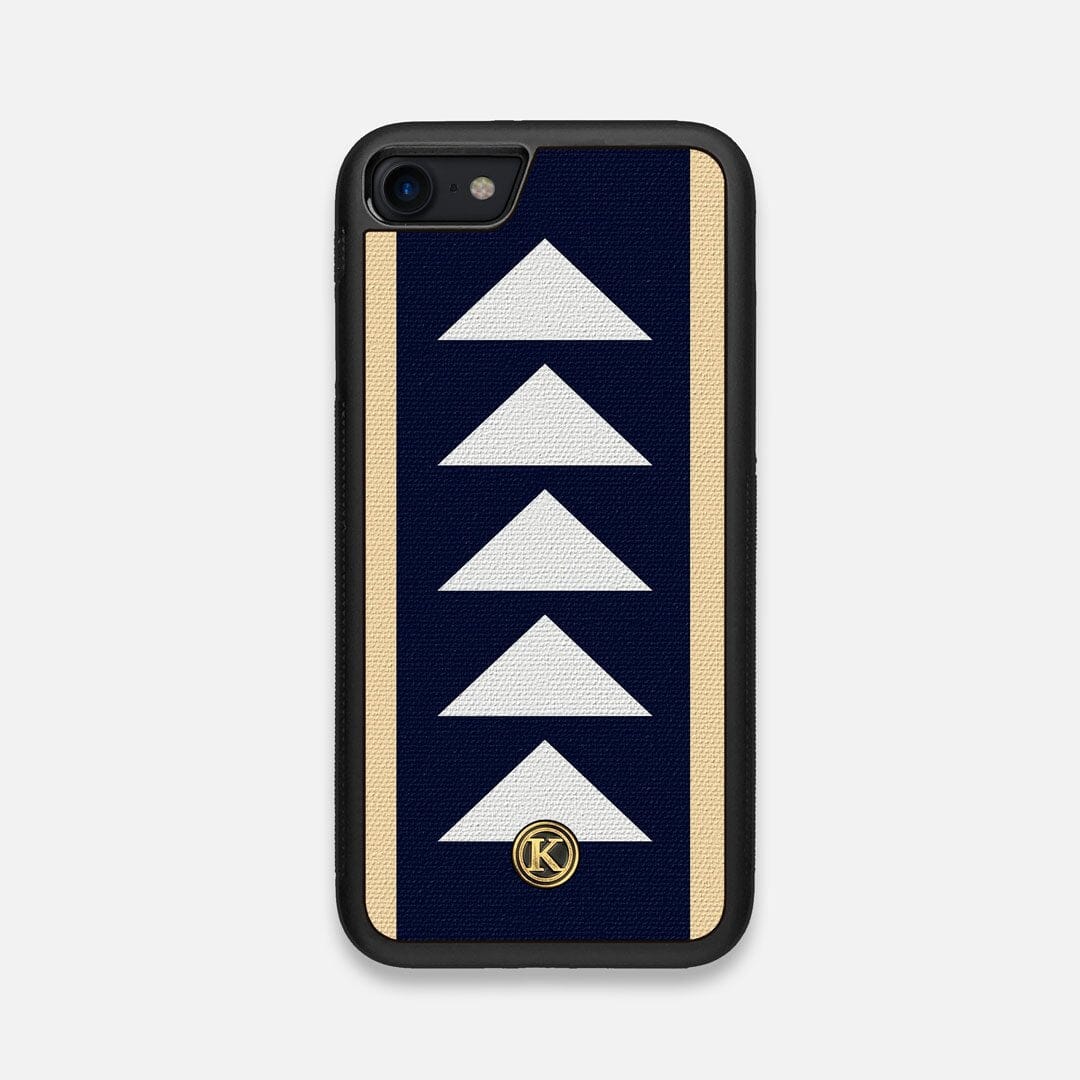 Front view of the Track Adventure Marker in the Wayfinder series UV-Printed thick cotton canvas iPhone 7/8 Case by Keyway Designs