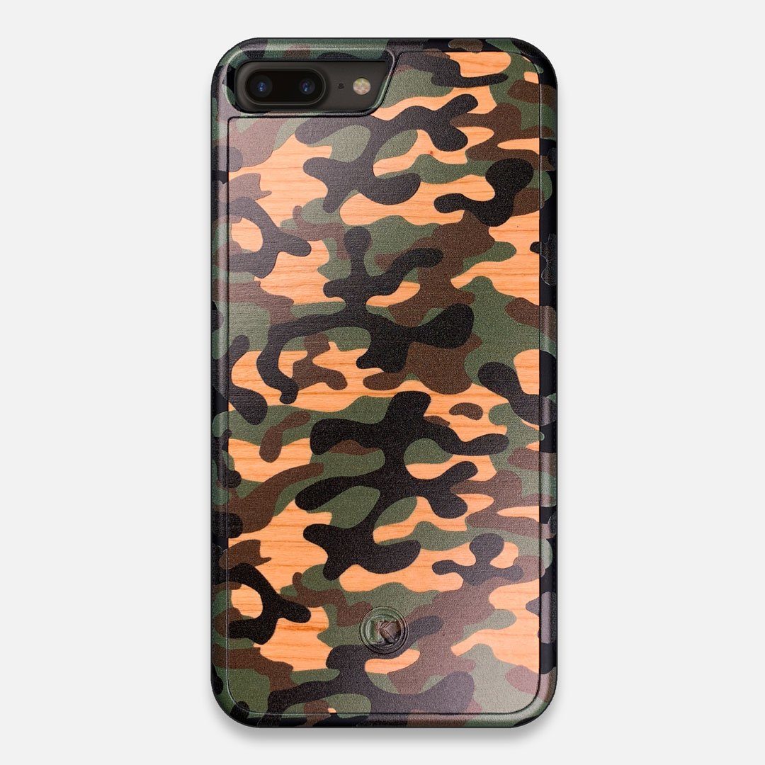 Front view of the stealth Paratrooper camo printed Wenge Wood iPhone 7/8 Plus Case by Keyway Designs