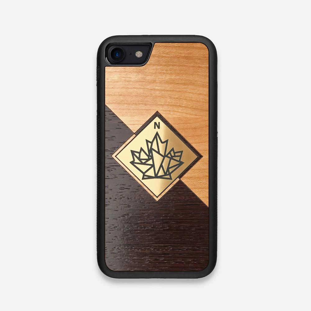 Front view of the True North by Northern Philosophy Cherry & Wenge Wood iPhone 7/8 Case by Keyway Designs