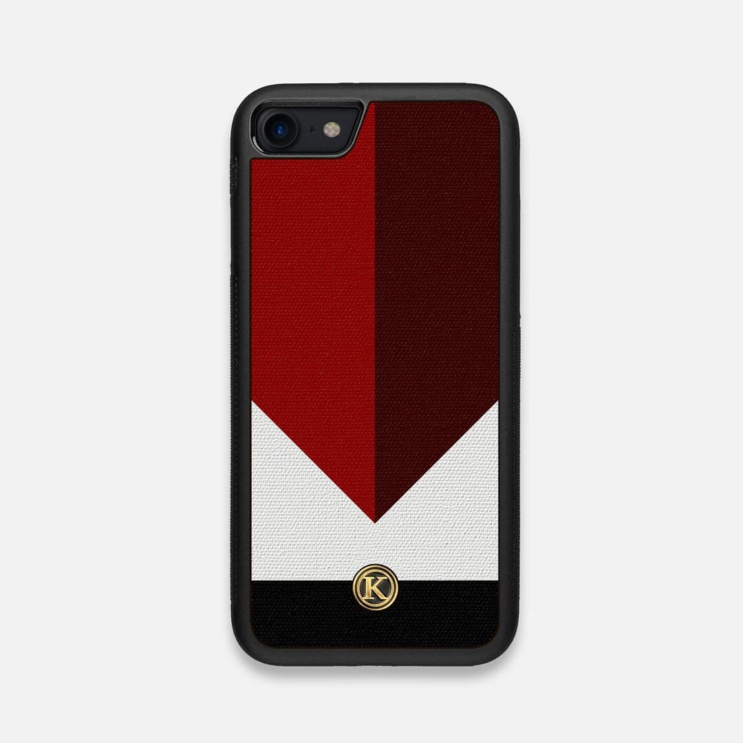 Front view of the Valley Adventure Marker in the Wayfinder series UV-Printed thick cotton canvas iPhone 7/8 Case by Keyway Designs