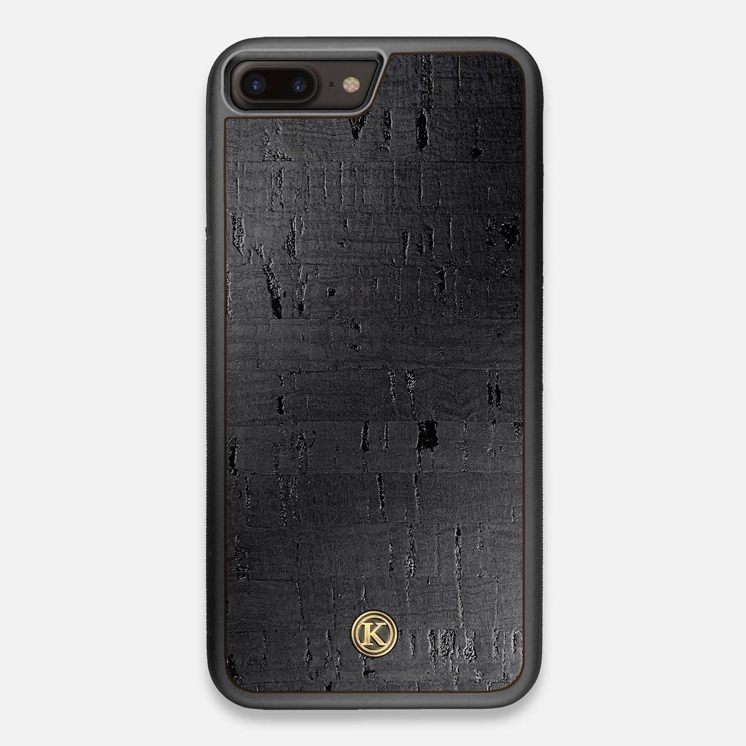 Front view of the dyed black natural cork iPhone 7/8 Plus Case by Keyway Designs