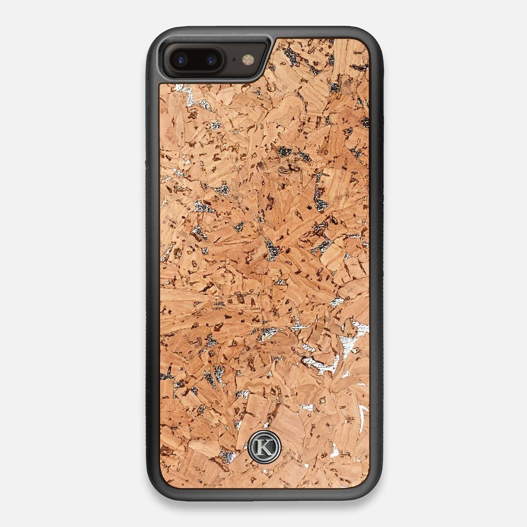 Front view of the silver fleck natural cork iPhone 7/8 Plus Case by Keyway Designs