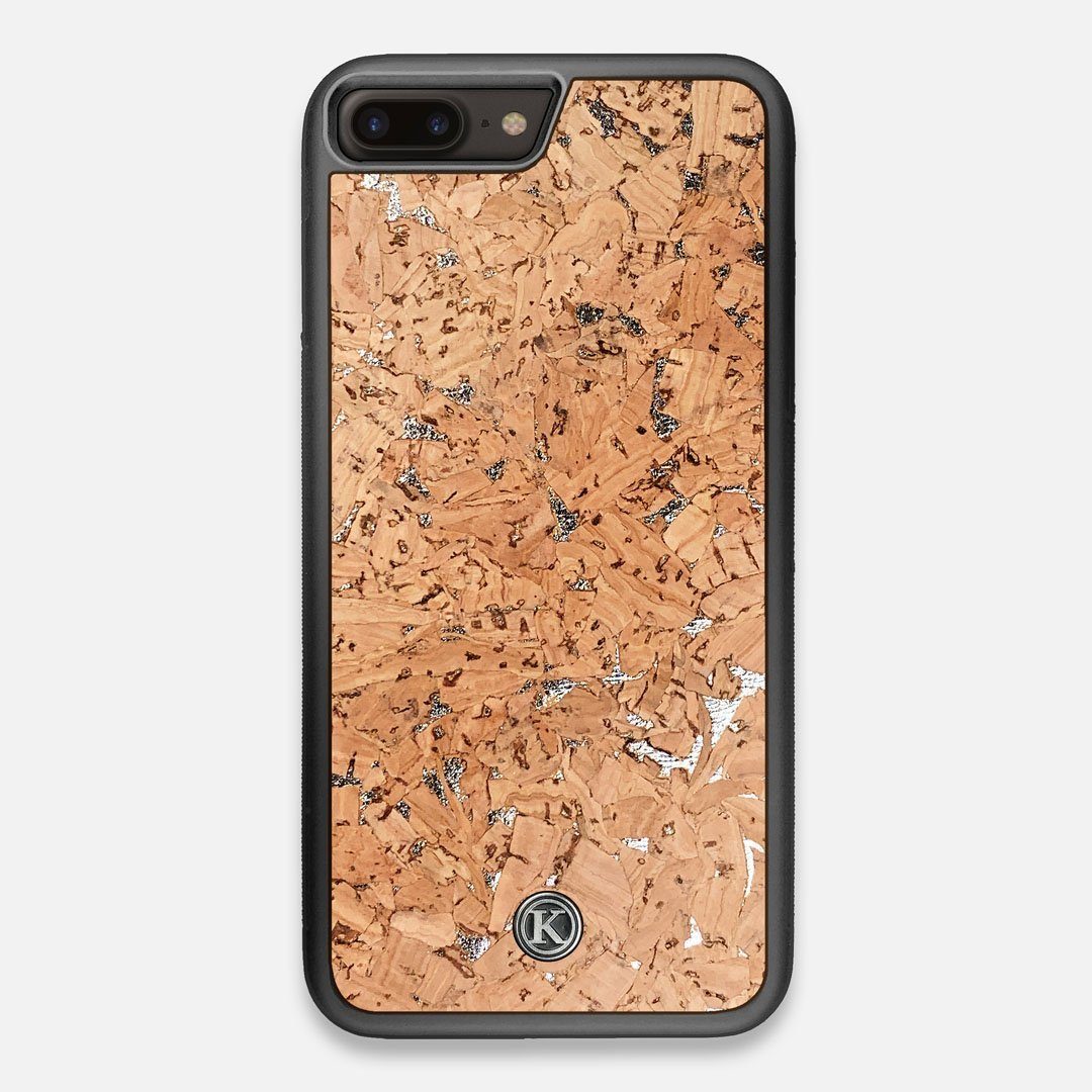 Front view of the silver fleck natural cork iPhone 7/8 Plus Case by Keyway Designs