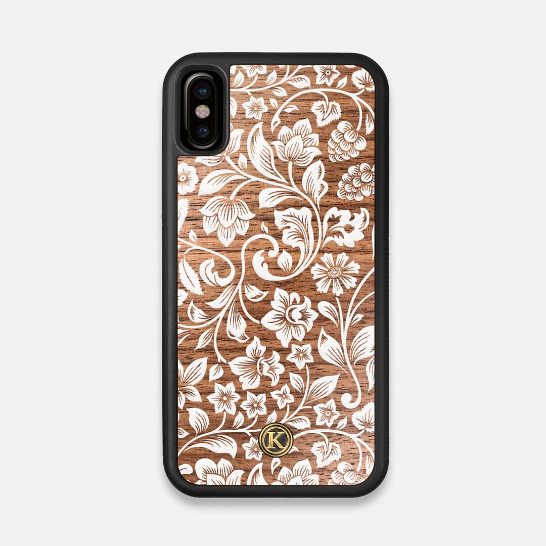 Front view of the Blossom Whitewash Wood iPhone X Case by Keyway Designs
