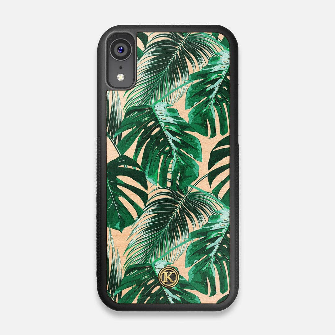 Front view of the Palm leaf printed Maple Wood iPhone XR Case by Keyway Designs