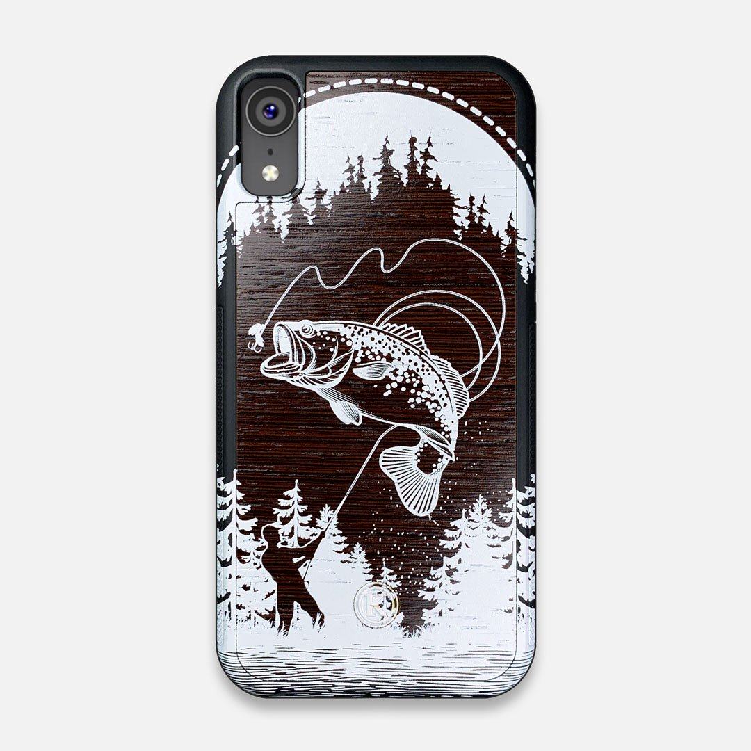 Front view of the high-contrast spotted bass printed Wenge Wood iPhone XR Case by Keyway Designs