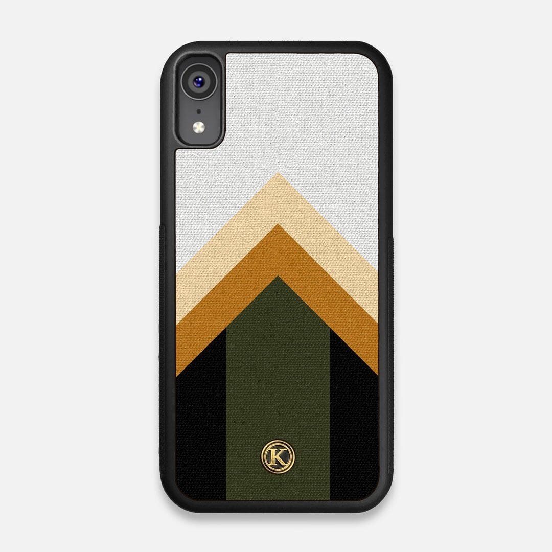 Front view of the Ascent Adventure Marker in the Wayfinder series UV-Printed thick cotton canvas iPhone XR Case by Keyway Designs