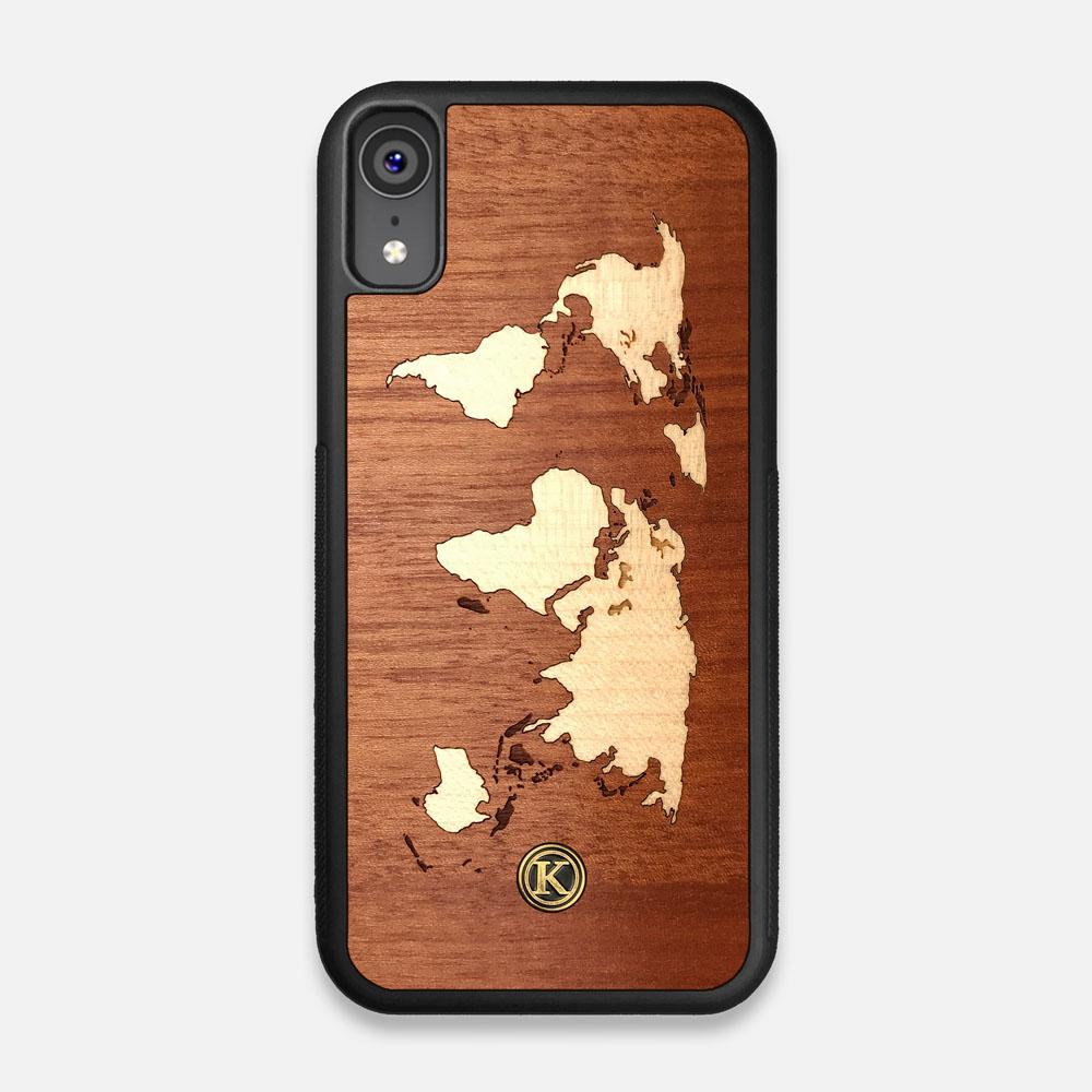 Front view of the Atlas Sapele Wood iPhone XR Case by Keyway Designs