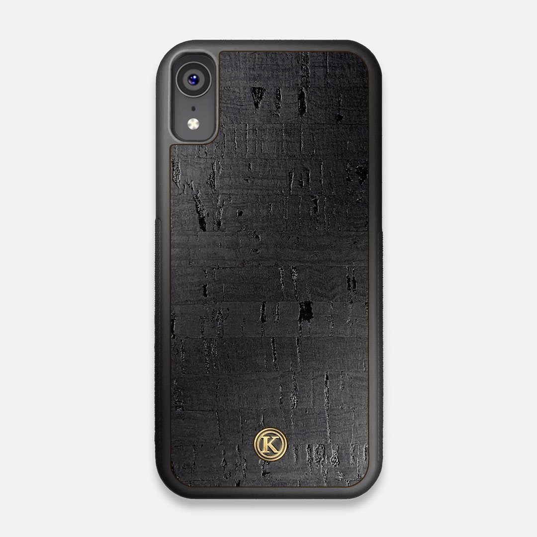 Front view of the dyed black natural cork iPhone XR Case by Keyway Designs