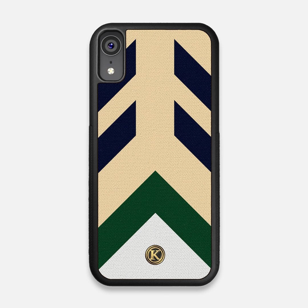 Front view of the Passage Adventure Marker in the Wayfinder series UV-Printed thick cotton canvas iPhone XR Case by Keyway Designs