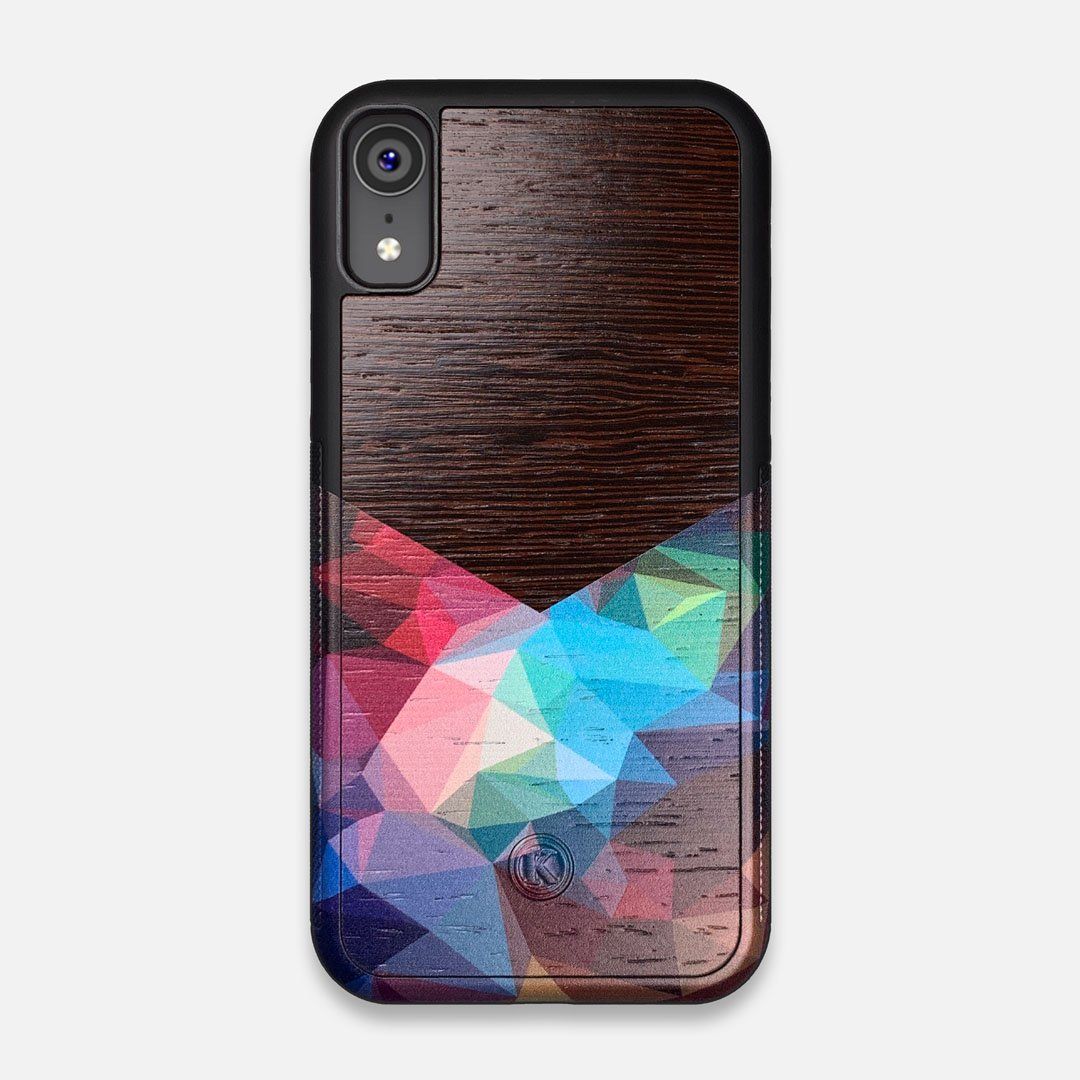 Front view of the vibrant Geometric Gradient printed Wenge Wood iPhone XR Case by Keyway Designs