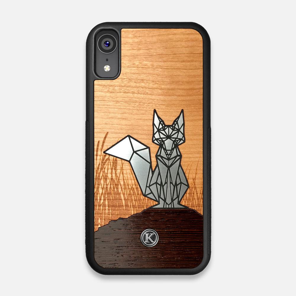 Front view of the Silver Fox & Cherry Wood iPhone XR Case by Keyway Designs