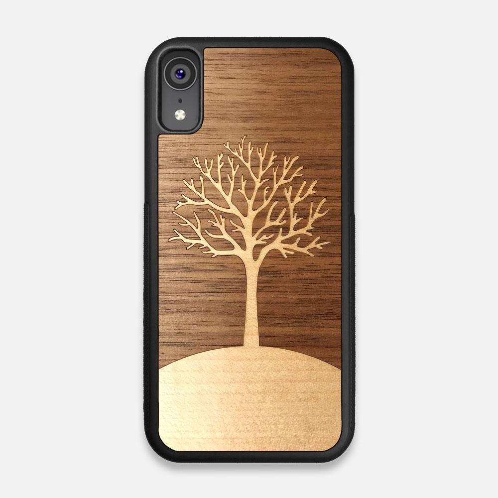 Front view of the Tree Of Life Walnut Wood iPhone XR Case by Keyway Designs
