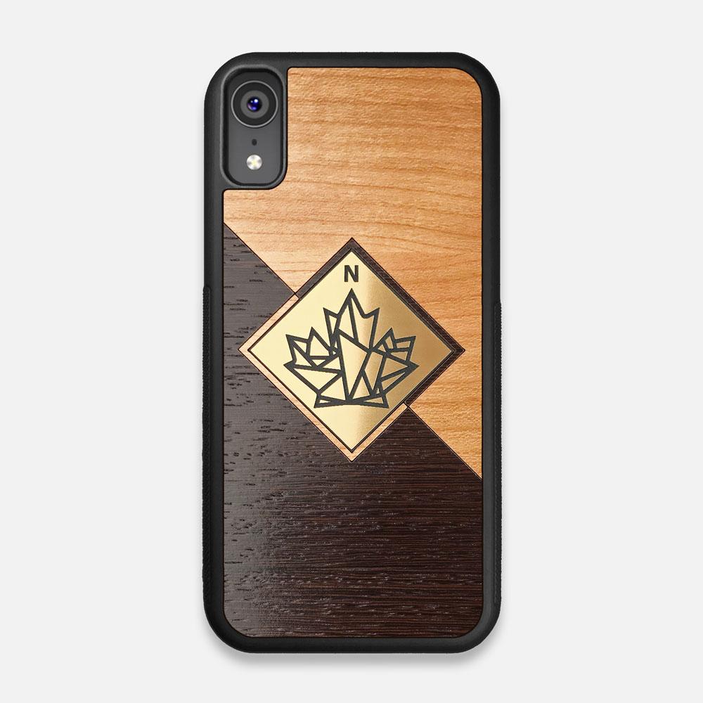 Front view of the True North by Northern Philosophy Cherry & Wenge Wood iPhone XR Case by Keyway Designs