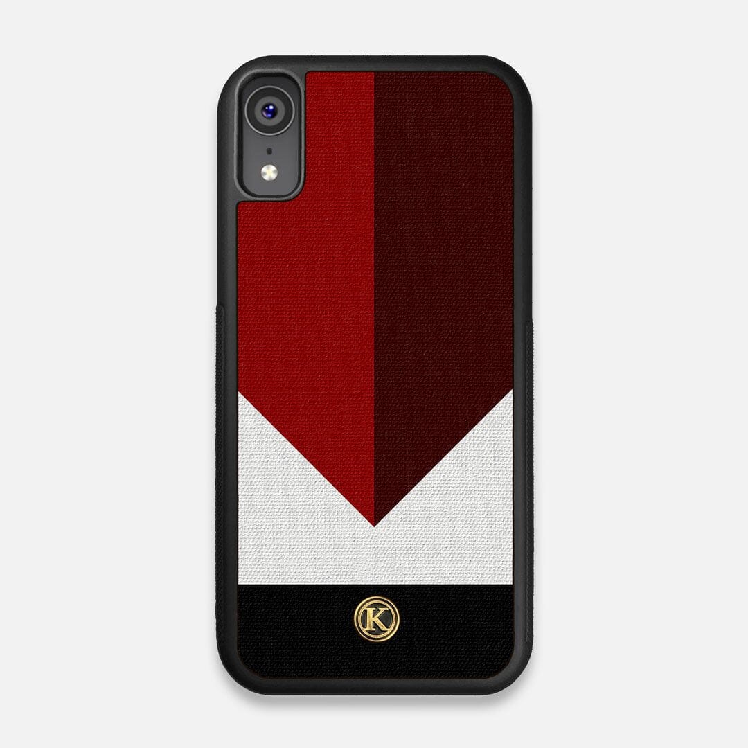 Front view of the Valley Adventure Marker in the Wayfinder series UV-Printed thick cotton canvas iPhone XR Case by Keyway Designs