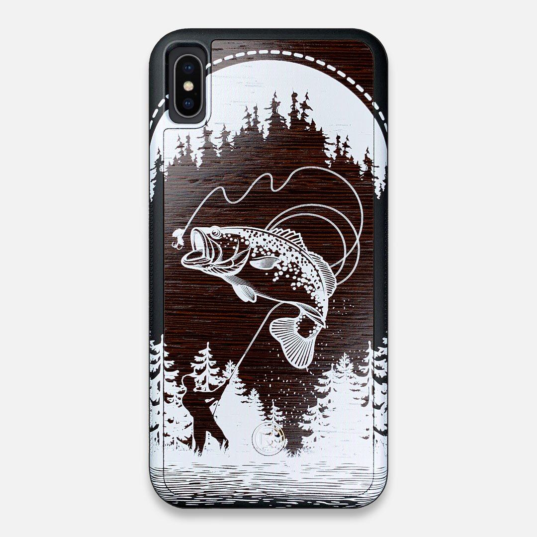 Front view of the high-contrast spotted bass printed Wenge Wood iPhone XS Max Case by Keyway Designs
