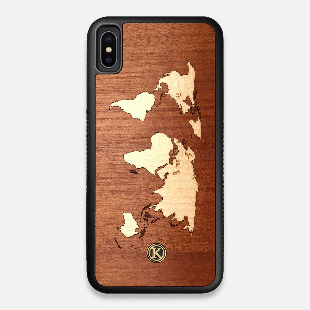 Front view of the Atlas Sapele Wood iPhone XS Max Case by Keyway Designs