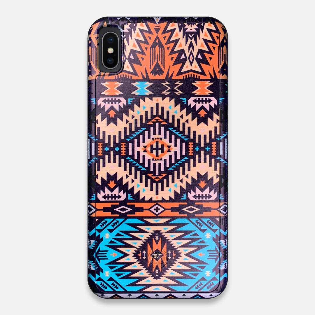 Front view of the vibrant Aztec printed Maple Wood iPhone XS Max Case by Keyway Designs
