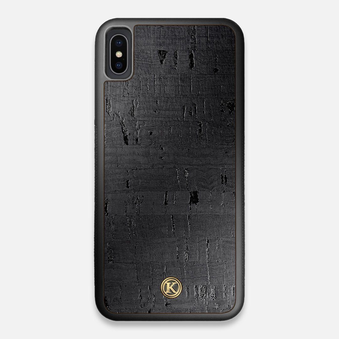 Front view of the dyed black natural cork iPhone XS Max Case by Keyway Designs