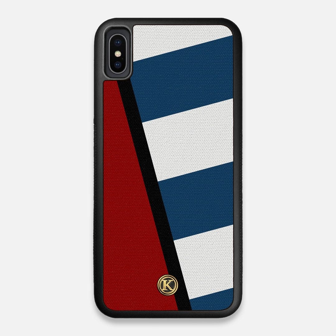 Front view of the Bluff Adventure Marker in the Wayfinder series UV-Printed thick cotton canvas iPhone XS Max Case by Keyway Designs