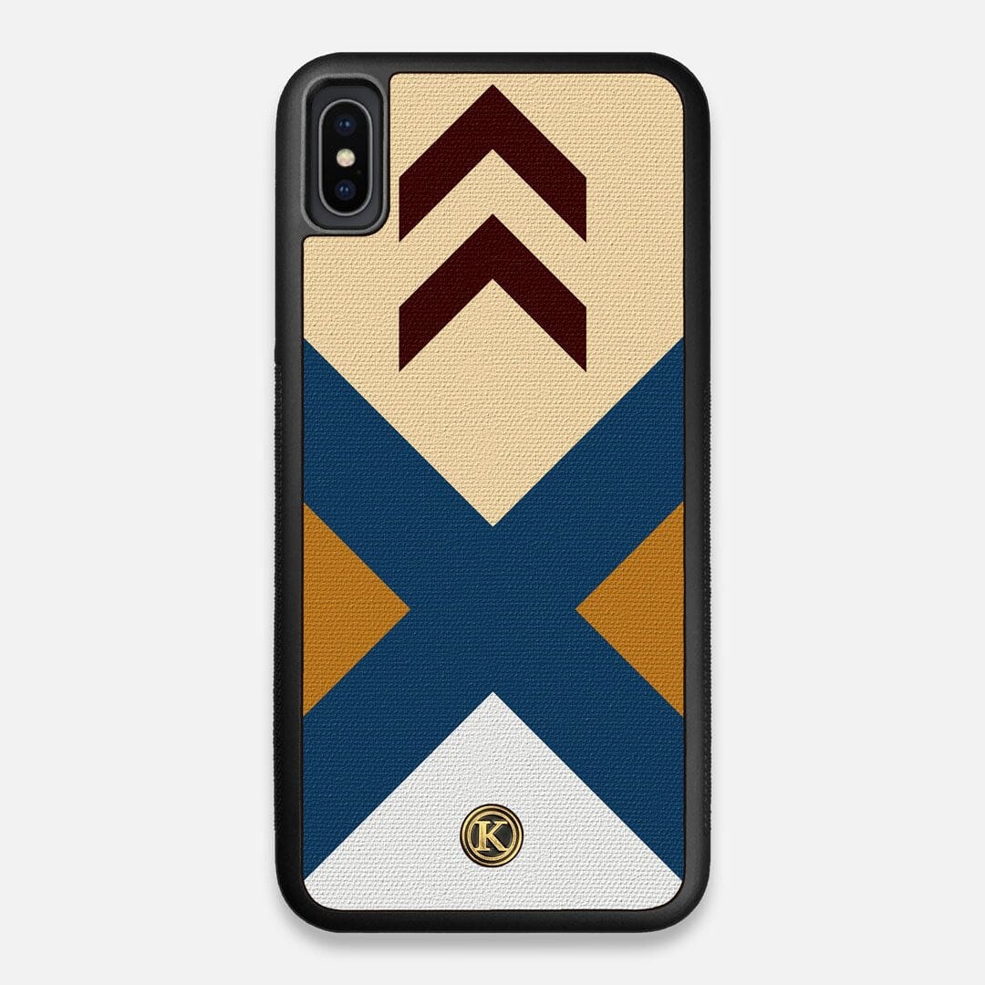 Front view of the Camp Adventure Marker in the Wayfinder series UV-Printed thick cotton canvas iPhone XS Max Case by Keyway Designs