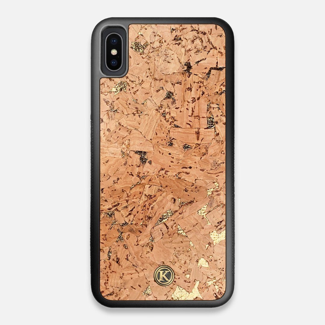 Front view of the gold fleck natural cork iPhone XS Max Case by Keyway Designs