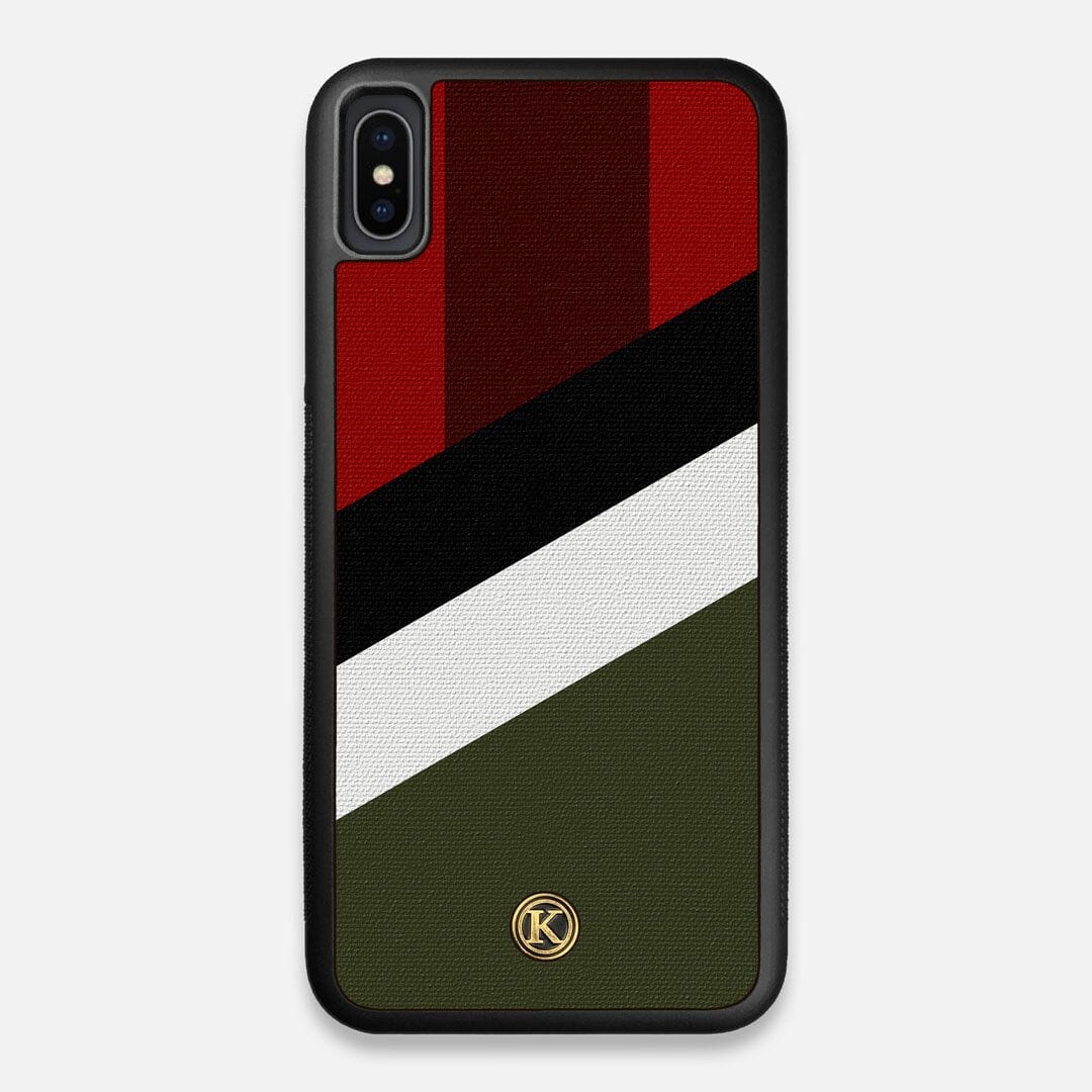 Front view of the Highland Adventure Marker in the Wayfinder series UV-Printed thick cotton canvas iPhone XS Max Case by Keyway Designs