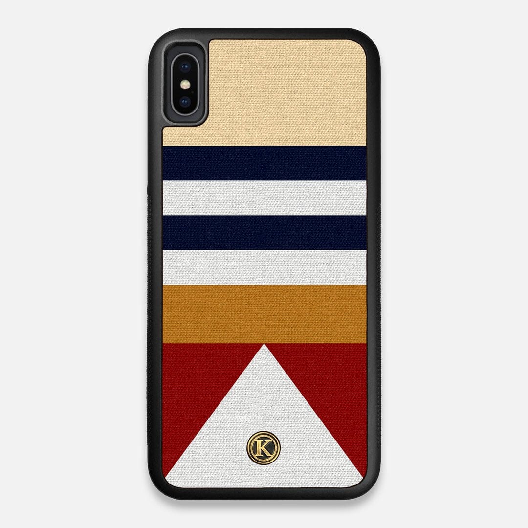 Front view of the Lodge Adventure Marker in the Wayfinder series UV-Printed thick cotton canvas iPhone XS Max Case by Keyway Designs