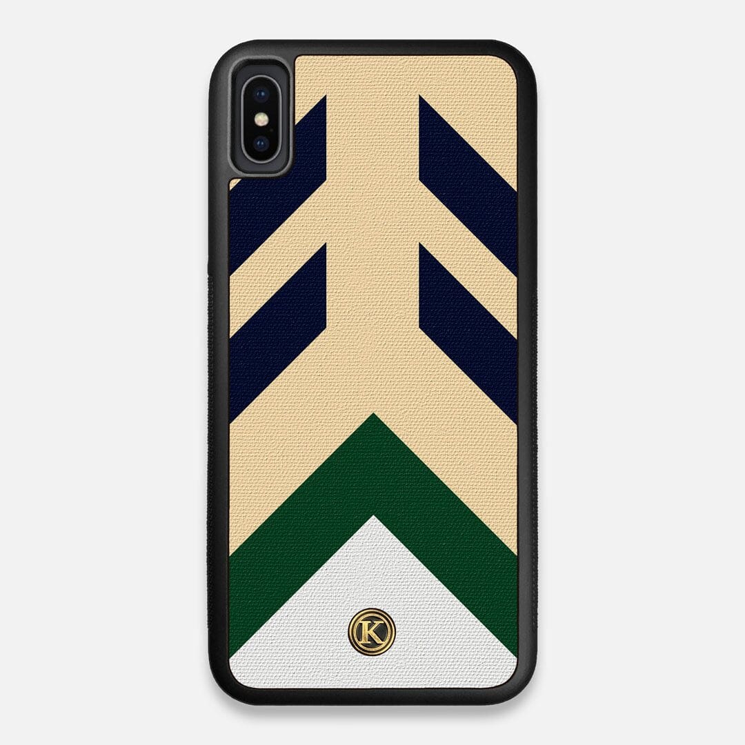 Front view of the Passage Adventure Marker in the Wayfinder series UV-Printed thick cotton canvas iPhone XS Max Case by Keyway Designs