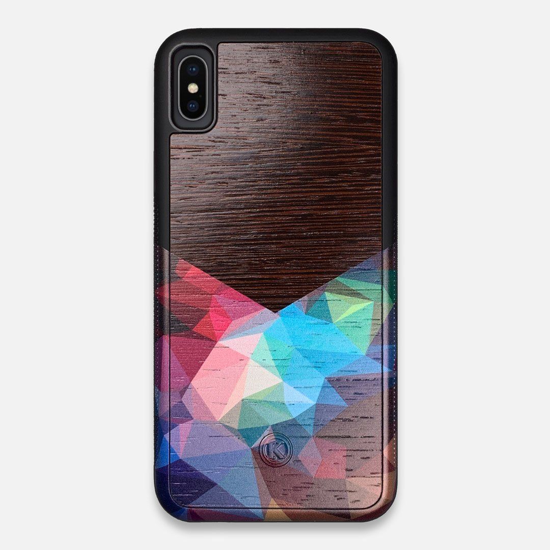 Front view of the vibrant Geometric Gradient printed Wenge Wood iPhone XS Max Case by Keyway Designs