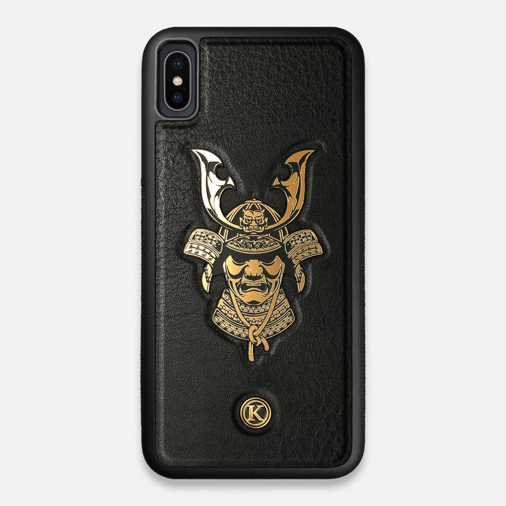 Front view of the Samurai Black Leather iPhone XS Max Case by Keyway Designs