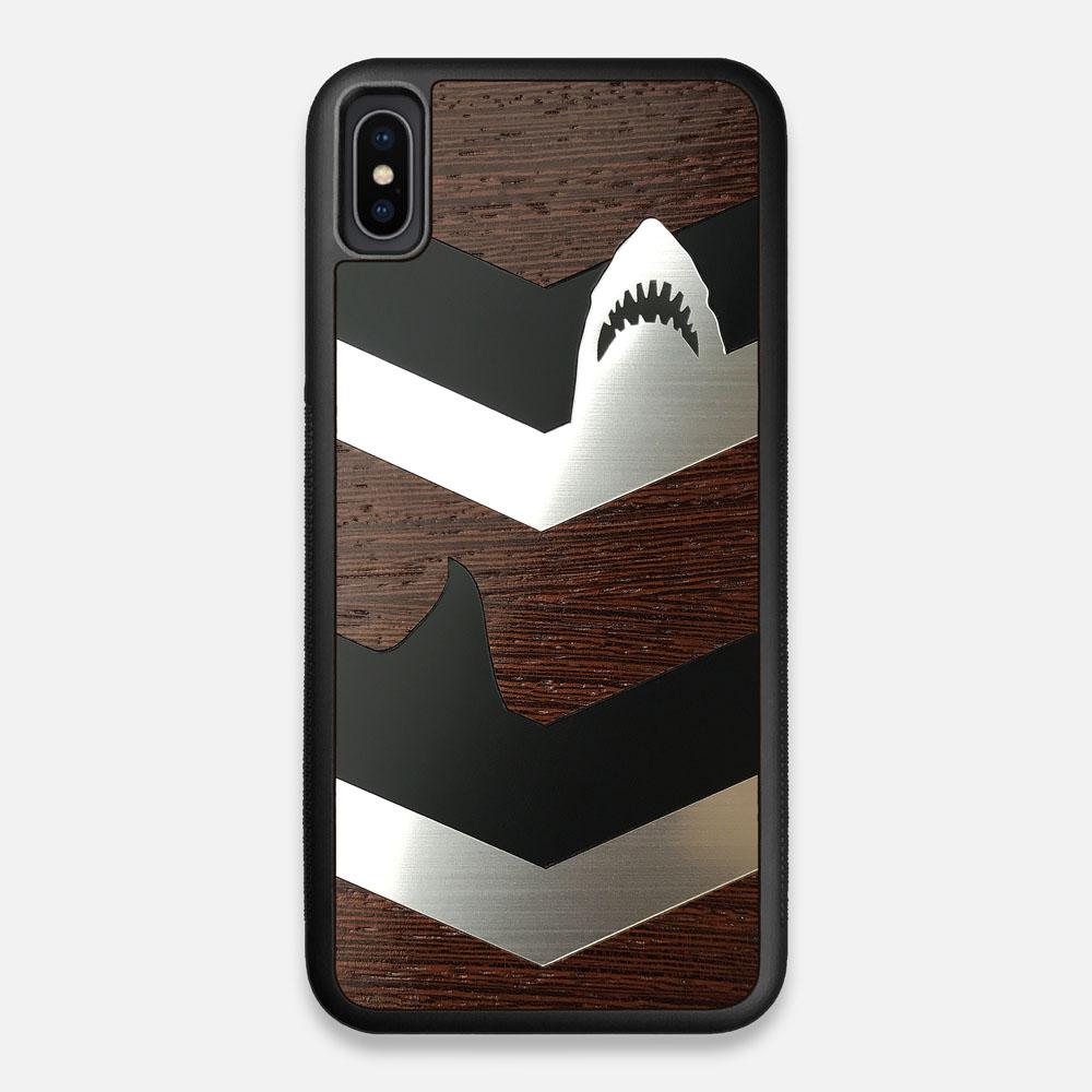 Front view of the Shark Chevron Dark By Parker Barrow Wenge Wood iPhone XS Max Case by Keyway Designs