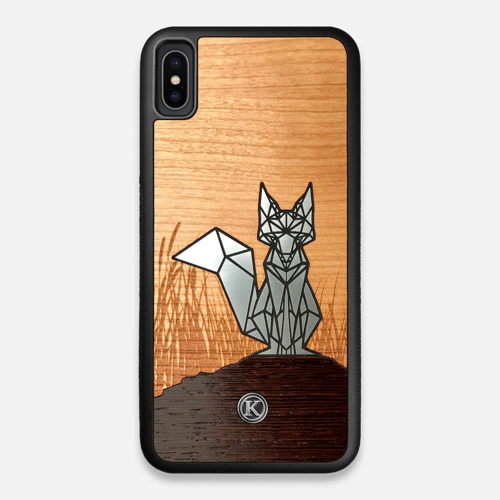 Front view of the Silver Fox & Cherry Wood iPhone XS Max Case by Keyway Designs