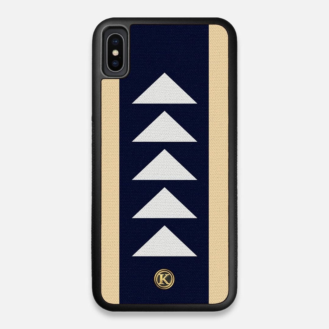 Front view of the Track Adventure Marker in the Wayfinder series UV-Printed thick cotton canvas iPhone XS Max Case by Keyway Designs