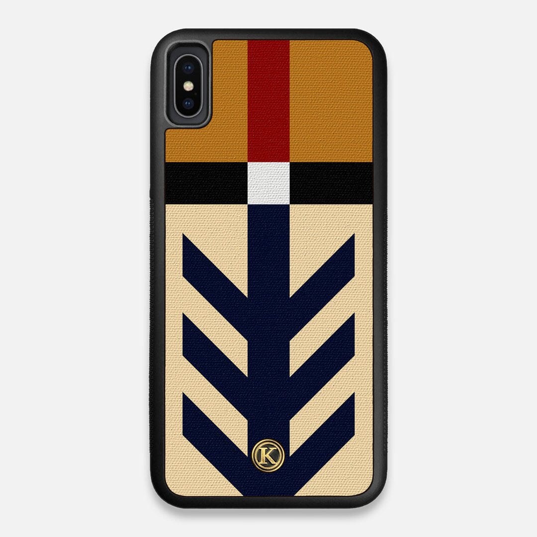 Front view of the Trail Adventure Marker in the Wayfinder series UV-Printed thick cotton canvas iPhone XS Max Case by Keyway Designs