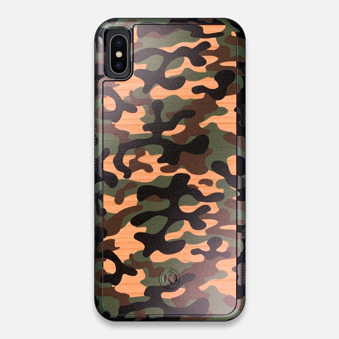 Front view of the stealth Paratrooper camo printed Wenge Wood iPhone XS Max Case by Keyway Designs