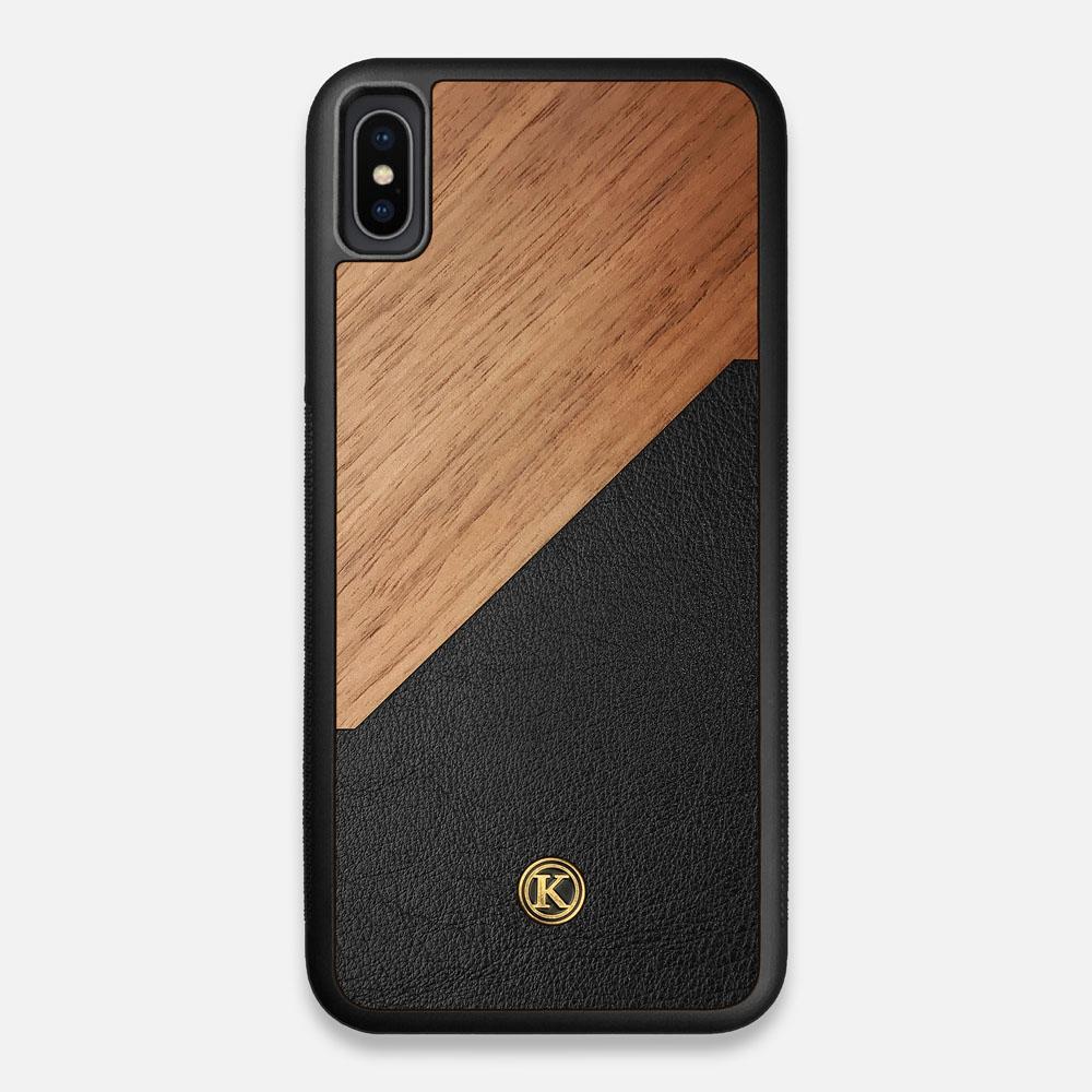 Front view of the Walnut Rift Elegant Wood & Leather iPhone XS Max Case by Keyway Designs