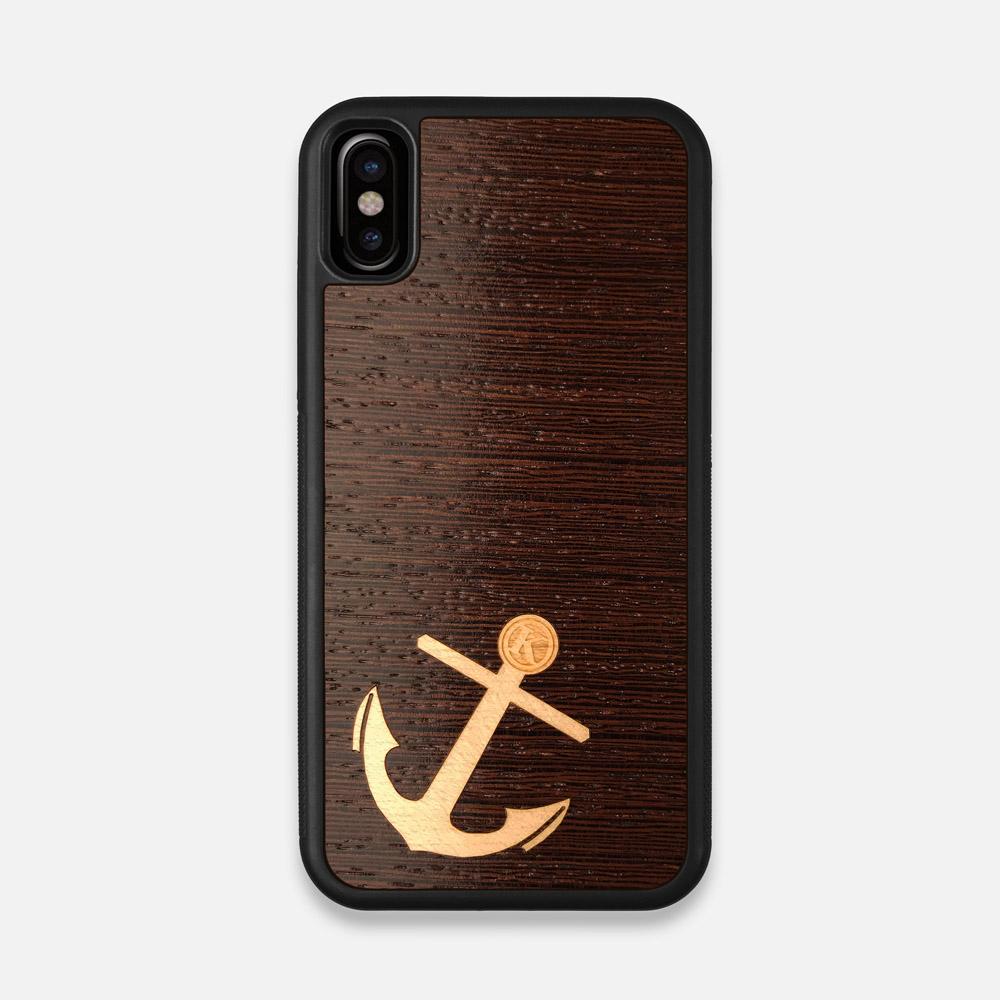 Front view of the Anchor Wenge Wood iPhone X Case by Keyway Designs