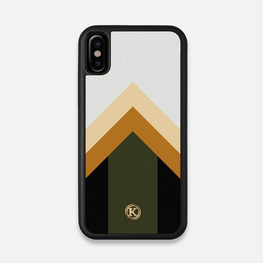 Front view of the Ascent Adventure Marker in the Wayfinder series UV-Printed thick cotton canvas iPhone X Case by Keyway Designs