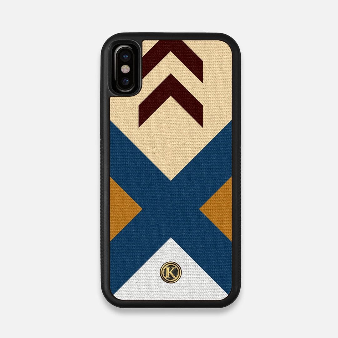 Front view of the Camp Adventure Marker in the Wayfinder series UV-Printed thick cotton canvas iPhone X Case by Keyway Designs