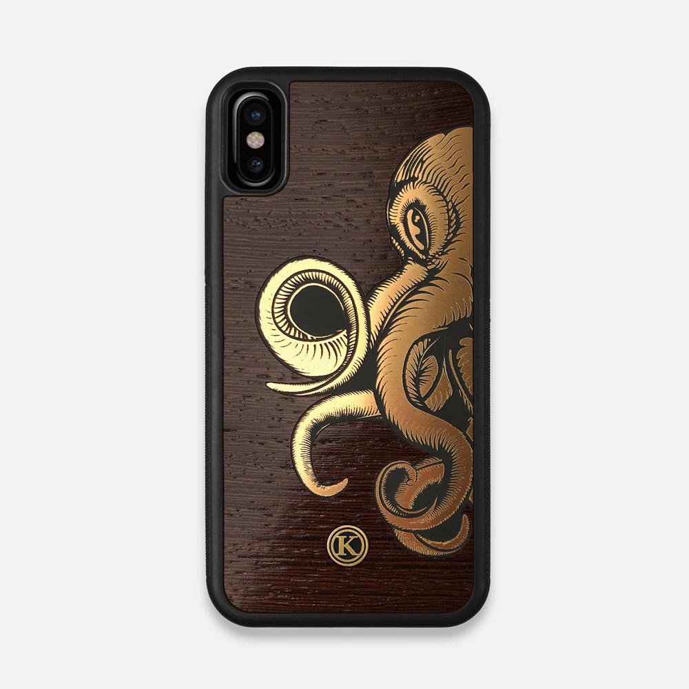 Front view of the Kraken 2.0 Wenge Wood iPhone X Case by Keyway Designs